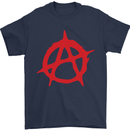 Anarchist Anarchism Logo Symbol Activist Mens T-Shirt Cotton Gildan Navy Blue