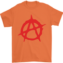 Anarchist Anarchism Logo Symbol Activist Mens T-Shirt Cotton Gildan Orange