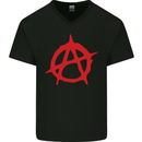 Anarchist Anarchism Logo Symbol Activist Mens V-Neck Cotton T-Shirt Black