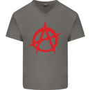 Anarchist Anarchism Logo Symbol Activist Mens V-Neck Cotton T-Shirt Charcoal