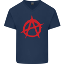 Anarchist Anarchism Logo Symbol Activist Mens V-Neck Cotton T-Shirt Navy Blue