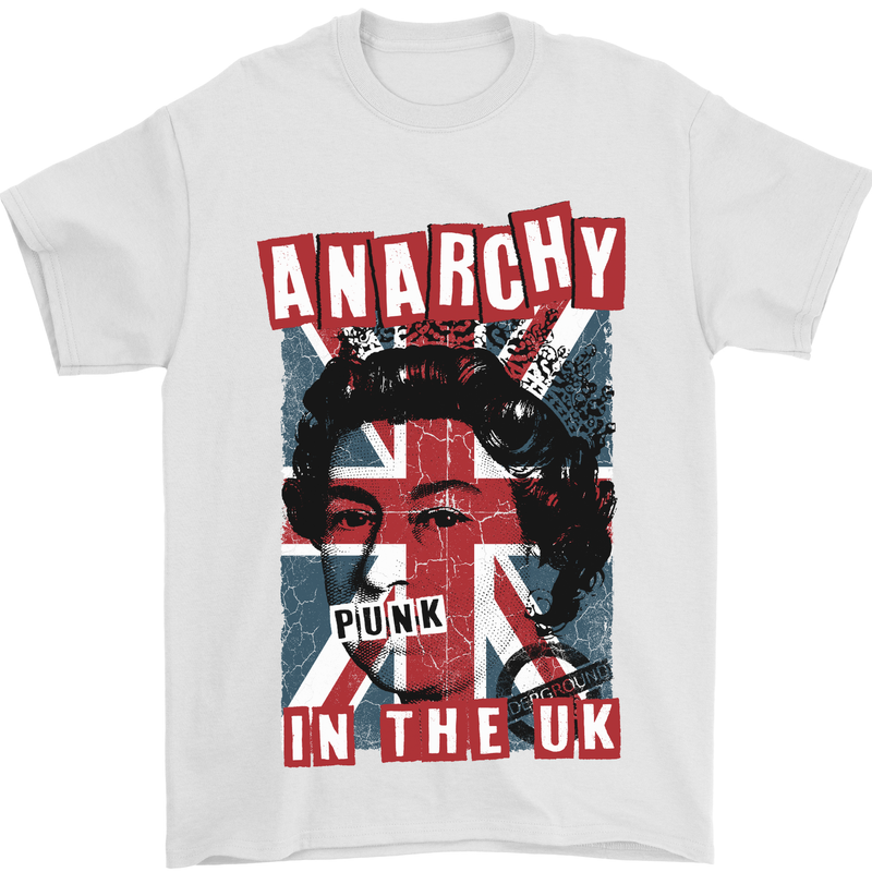 Anarchy in the UK Punk Music Rock Mens T-Shirt Cotton Gildan White