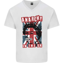 Anarchy in the UK Punk Music Rock Mens V-Neck Cotton T-Shirt White