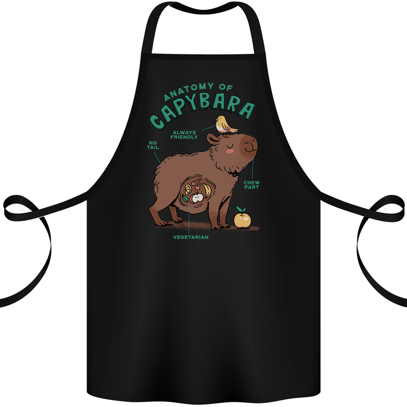 Anatomy of a Apybara Funny Cotton Apron 100% Organic Black