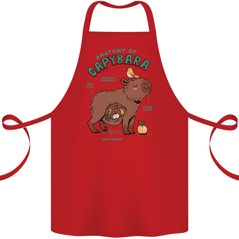 Anatomy of a Apybara Funny Cotton Apron 100% Organic Red