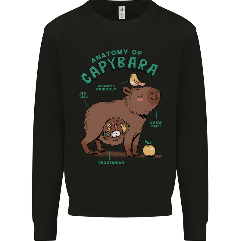 Anatomy of a Apybara Funny Kids Sweatshirt Jumper Black