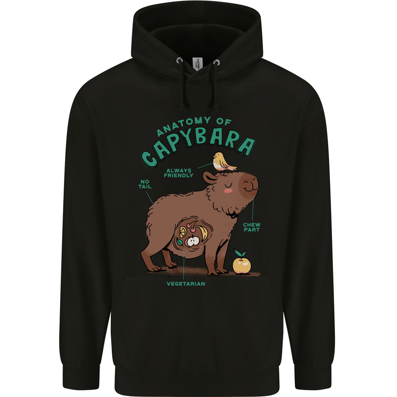 Anatomy of a Apybara Funny Mens 80% Cotton Hoodie Black