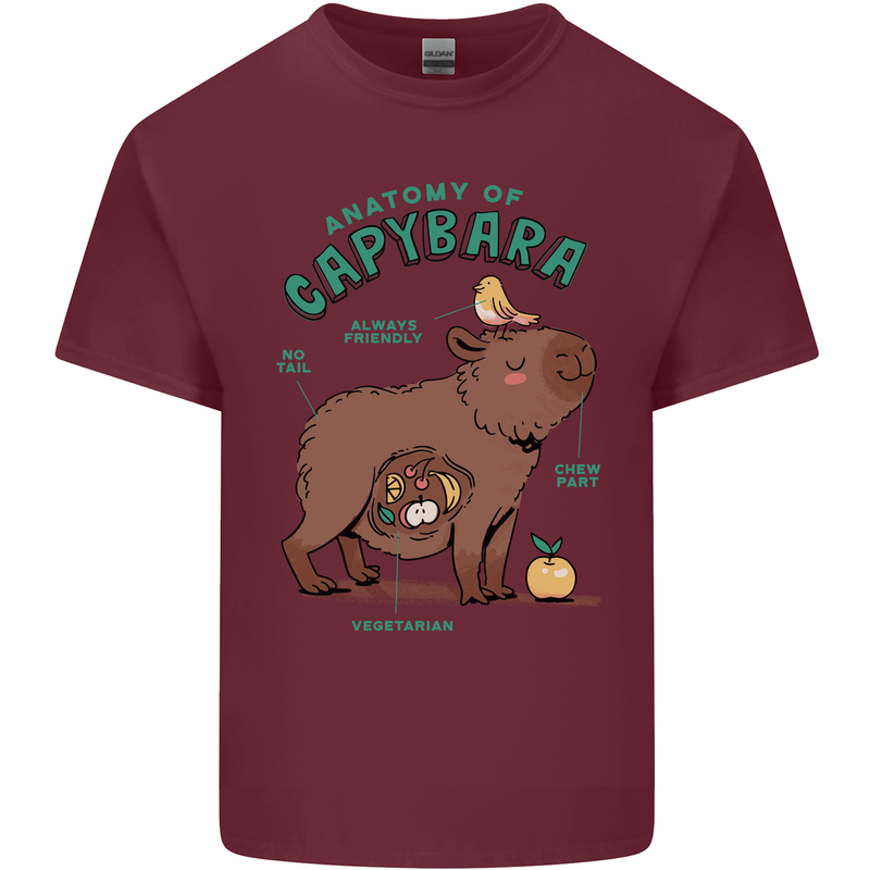 Anatomy of a Apybara Funny Mens Cotton T-Shirt Tee Top Maroon