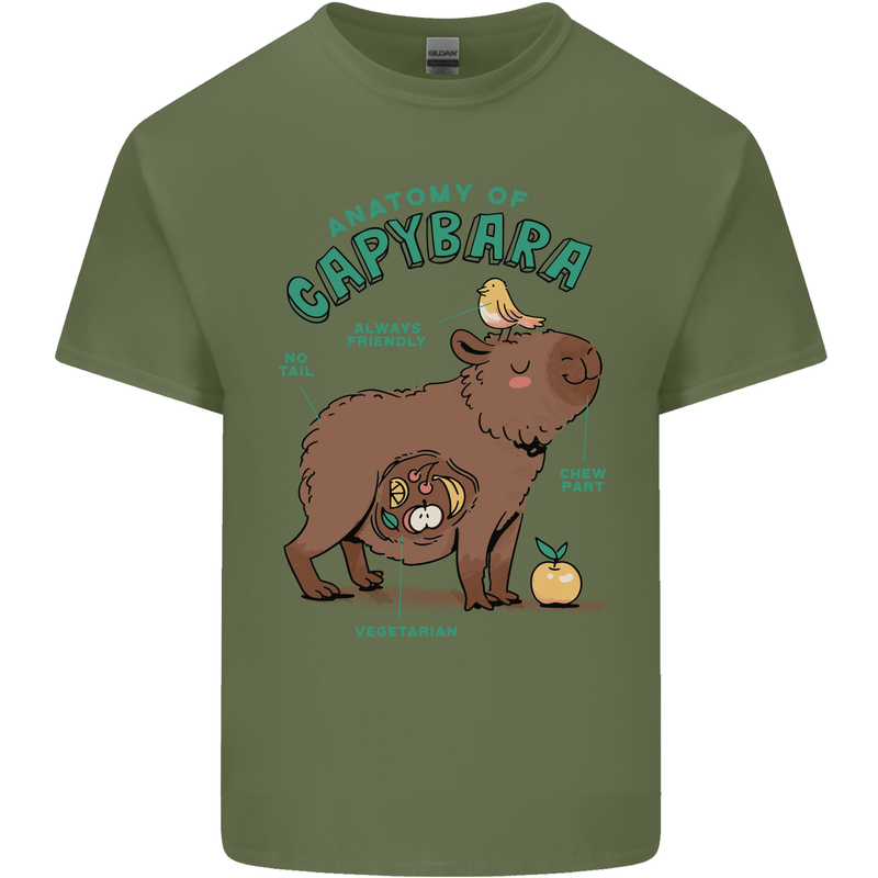 Anatomy of a Apybara Funny Mens Cotton T-Shirt Tee Top Military Green