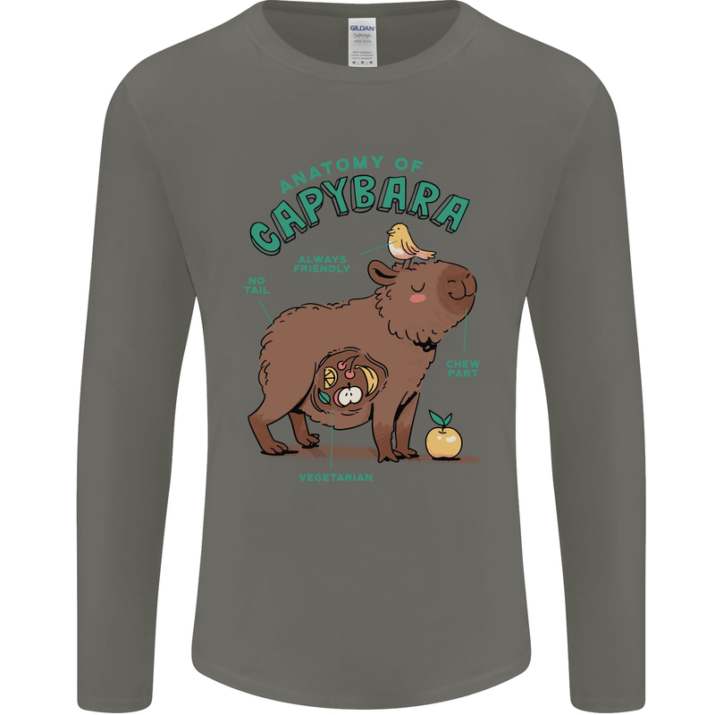 Anatomy of a Apybara Funny Mens Long Sleeve T-Shirt Charcoal