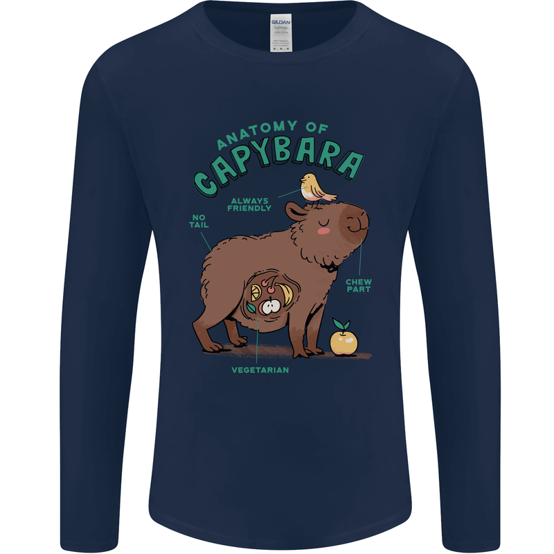 Anatomy of a Apybara Funny Mens Long Sleeve T-Shirt Navy Blue
