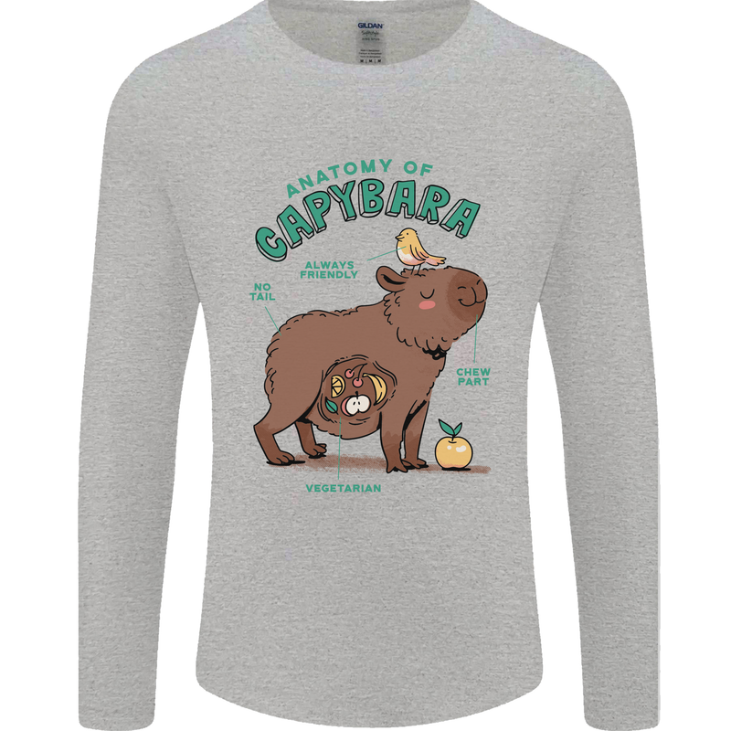 Anatomy of a Apybara Funny Mens Long Sleeve T-Shirt Sports Grey