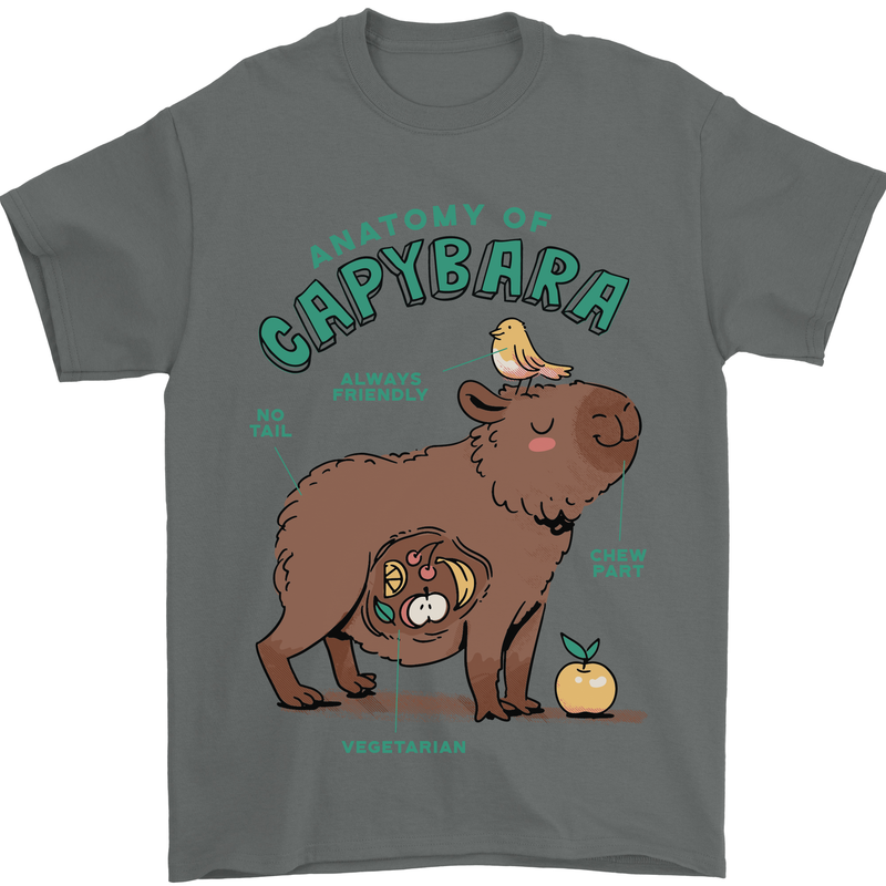 Anatomy of a Apybara Funny Mens T-Shirt 100% Cotton Charcoal