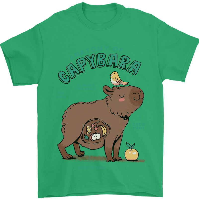 Anatomy of a Apybara Funny Mens T-Shirt 100% Cotton Irish Green