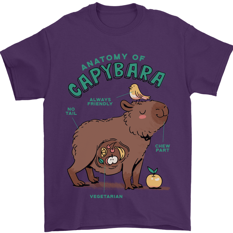 Anatomy of a Apybara Funny Mens T-Shirt 100% Cotton Purple