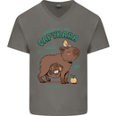 Anatomy of a Apybara Funny Mens V-Neck Cotton T-Shirt Charcoal