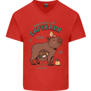 Anatomy of a Apybara Funny Mens V-Neck Cotton T-Shirt Red
