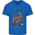 Anatomy of a Apybara Funny Mens V-Neck Cotton T-Shirt Royal Blue