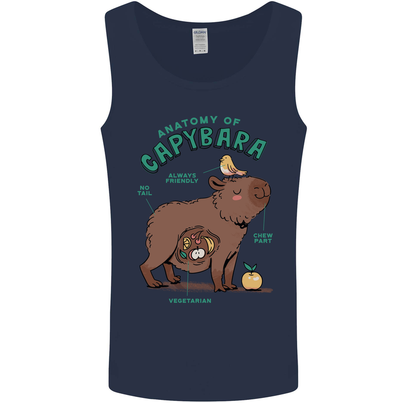 Anatomy of a Apybara Funny Mens Vest Tank Top Navy Blue