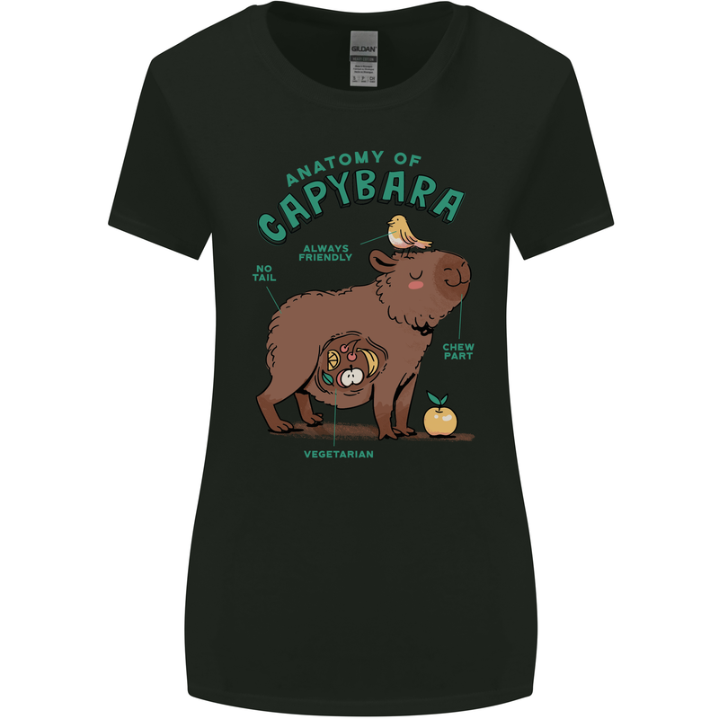 Anatomy of a Apybara Funny Womens Wider Cut T-Shirt Black