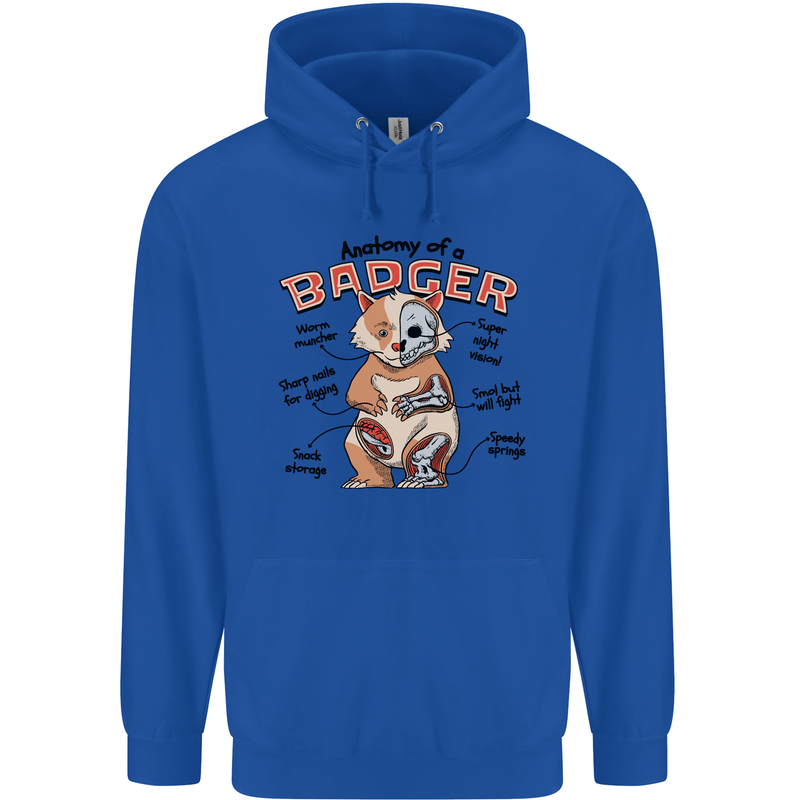 Anatomy of a Badger Funny Childrens Kids Hoodie Royal Blue