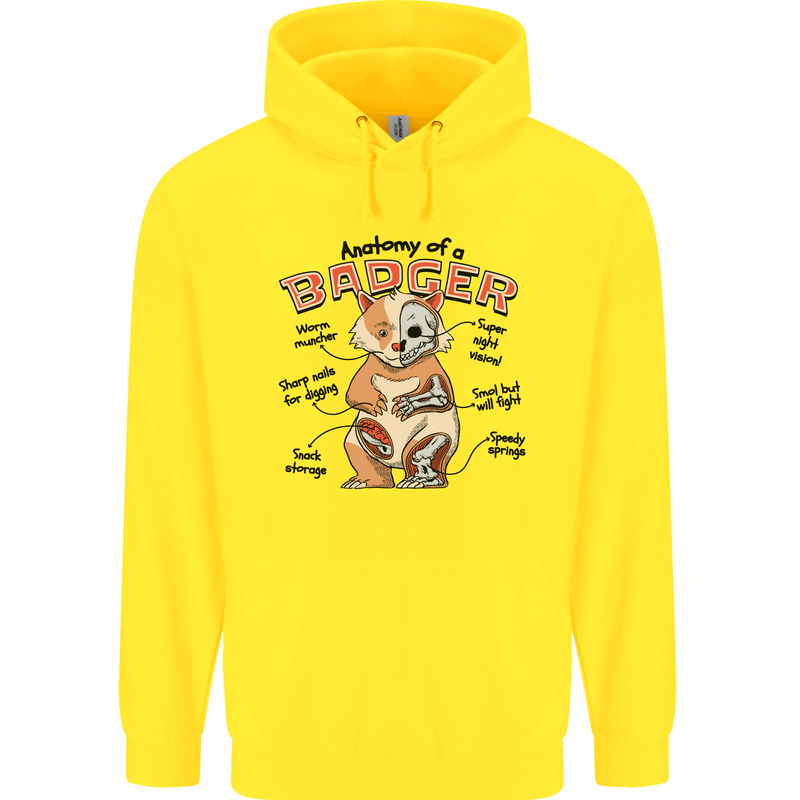 Anatomy of a Badger Funny Childrens Kids Hoodie Yellow