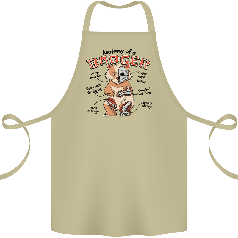 Anatomy of a Badger Funny Cotton Apron 100% Organic Khaki