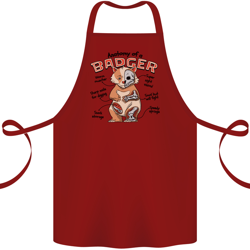 Anatomy of a Badger Funny Cotton Apron 100% Organic Maroon