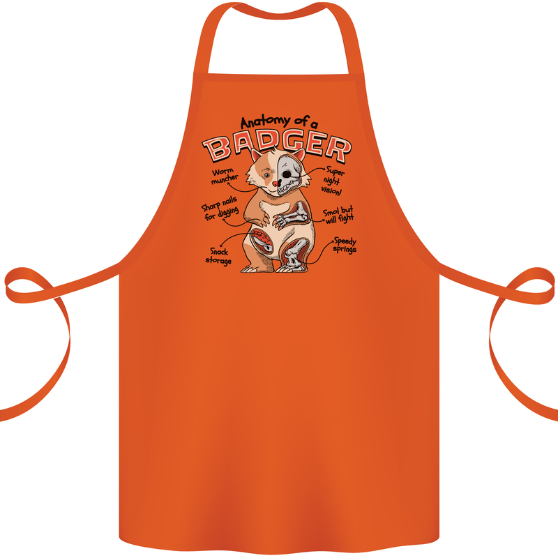 Anatomy of a Badger Funny Cotton Apron 100% Organic Orange