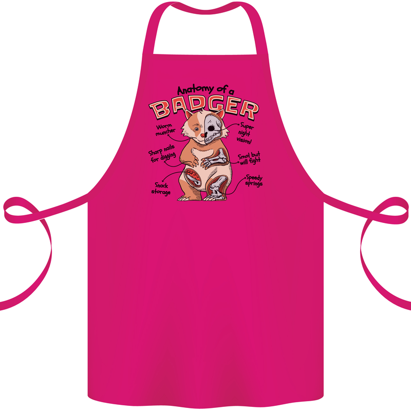 Anatomy of a Badger Funny Cotton Apron 100% Organic Pink