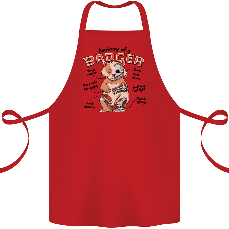 Anatomy of a Badger Funny Cotton Apron 100% Organic Red