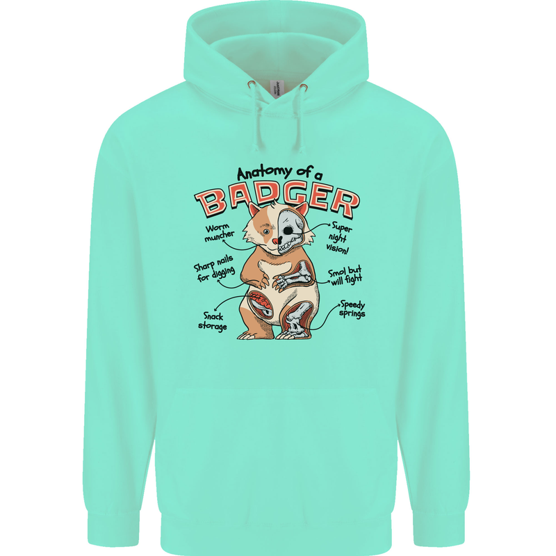 Anatomy of a Badger Funny Mens 80% Cotton Hoodie Peppermint