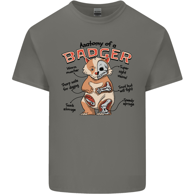 Anatomy of a Badger Funny Mens Cotton T-Shirt Tee Top Charcoal