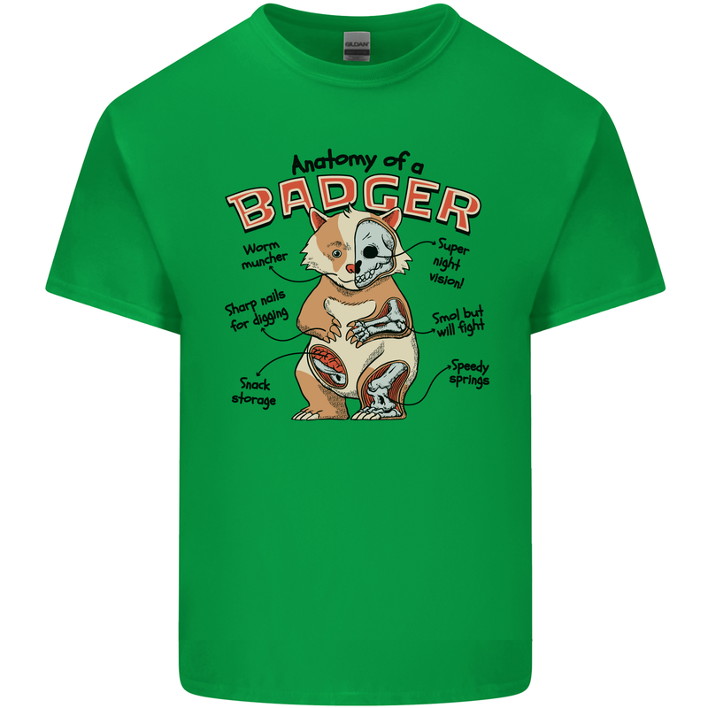 Anatomy of a Badger Funny Mens Cotton T-Shirt Tee Top Irish Green