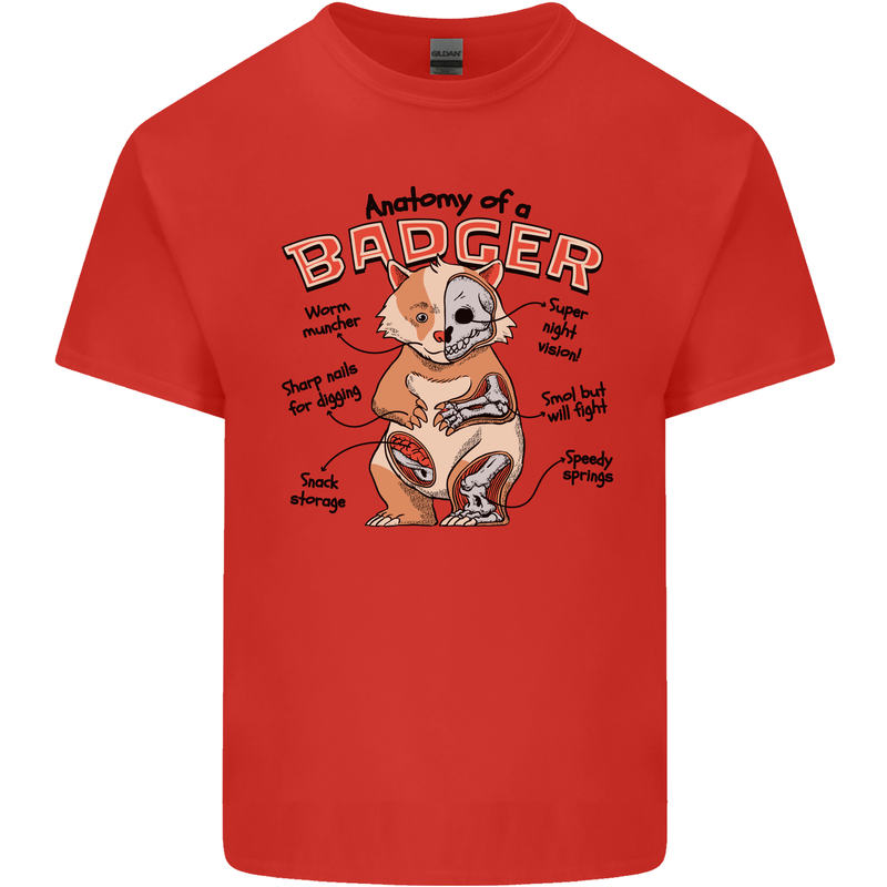 Anatomy of a Badger Funny Mens Cotton T-Shirt Tee Top Red