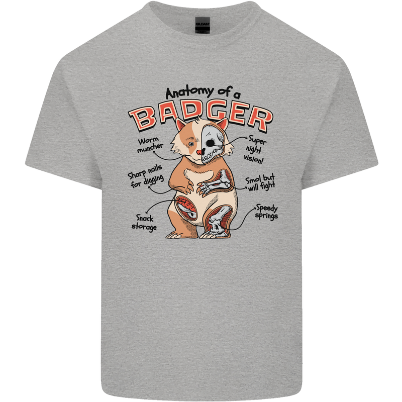 Anatomy of a Badger Funny Mens Cotton T-Shirt Tee Top Sports Grey