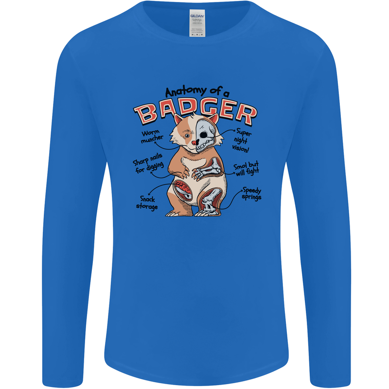 Anatomy of a Badger Funny Mens Long Sleeve T-Shirt Royal Blue
