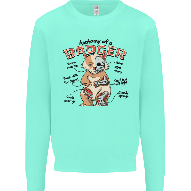 Anatomy of a Badger Funny Mens Sweatshirt Jumper Peppermint