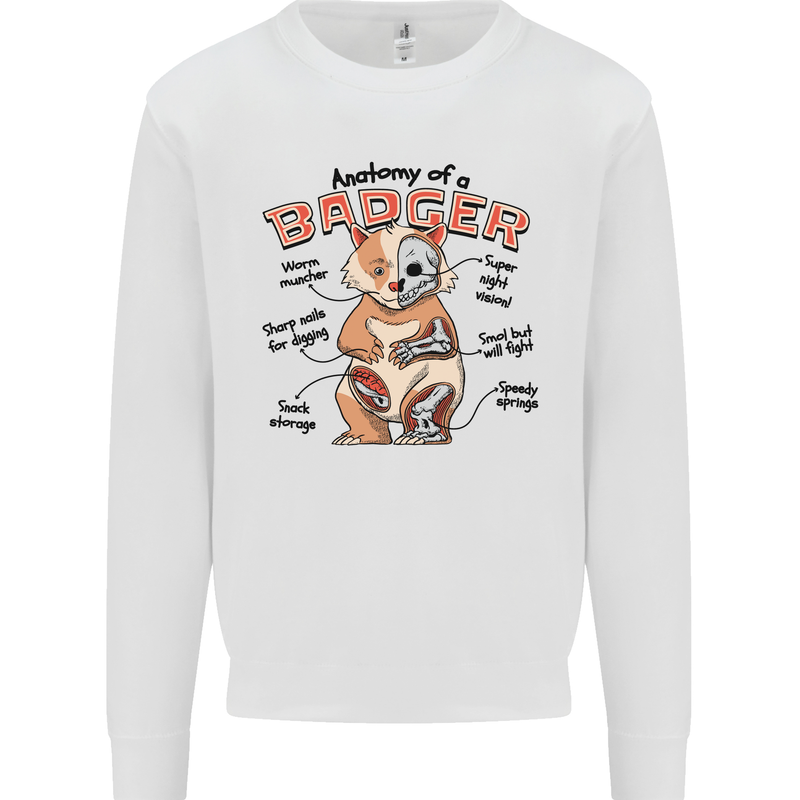 Anatomy of a Badger Funny Mens Sweatshirt Jumper White