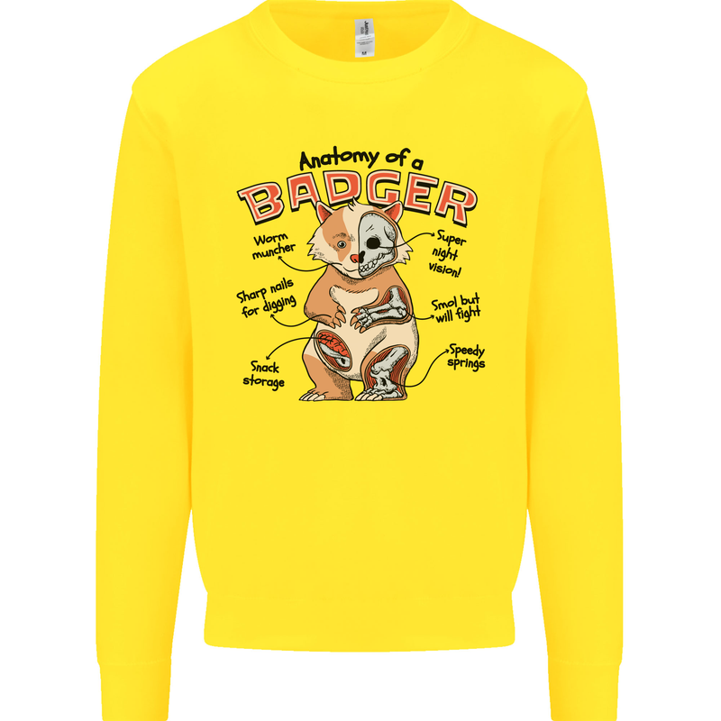 Anatomy of a Badger Funny Mens Sweatshirt Jumper Yellow