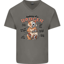 Anatomy of a Badger Funny Mens V-Neck Cotton T-Shirt Charcoal