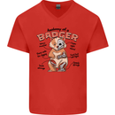 Anatomy of a Badger Funny Mens V-Neck Cotton T-Shirt Red