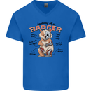 Anatomy of a Badger Funny Mens V-Neck Cotton T-Shirt Royal Blue