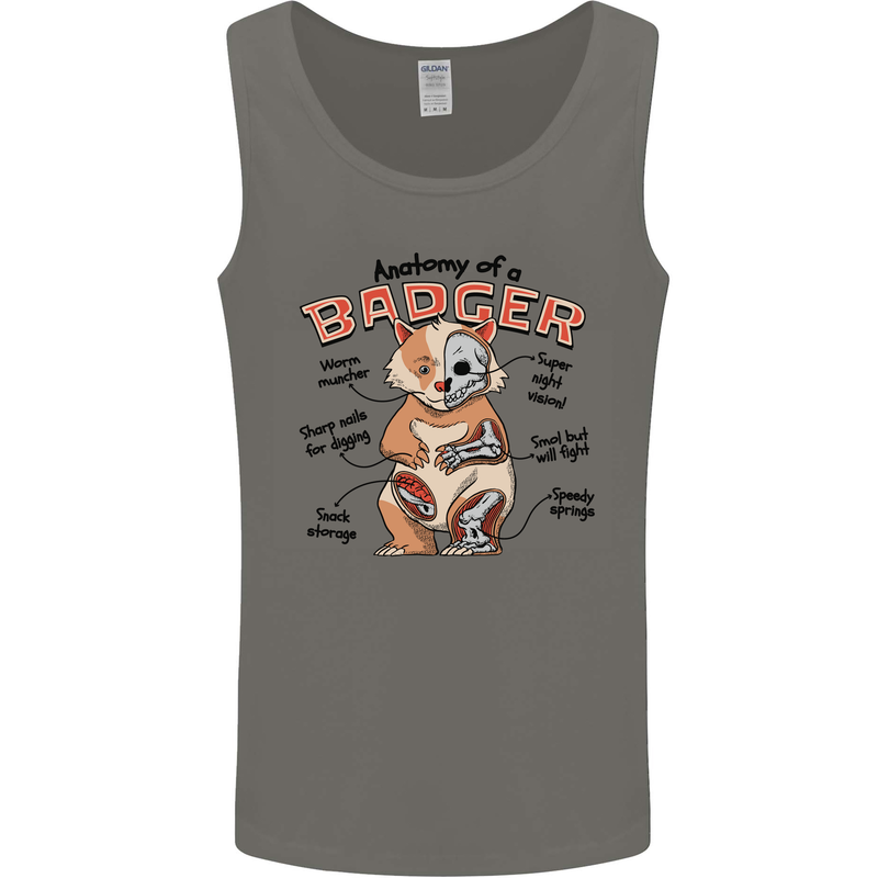 Anatomy of a Badger Funny Mens Vest Tank Top Charcoal