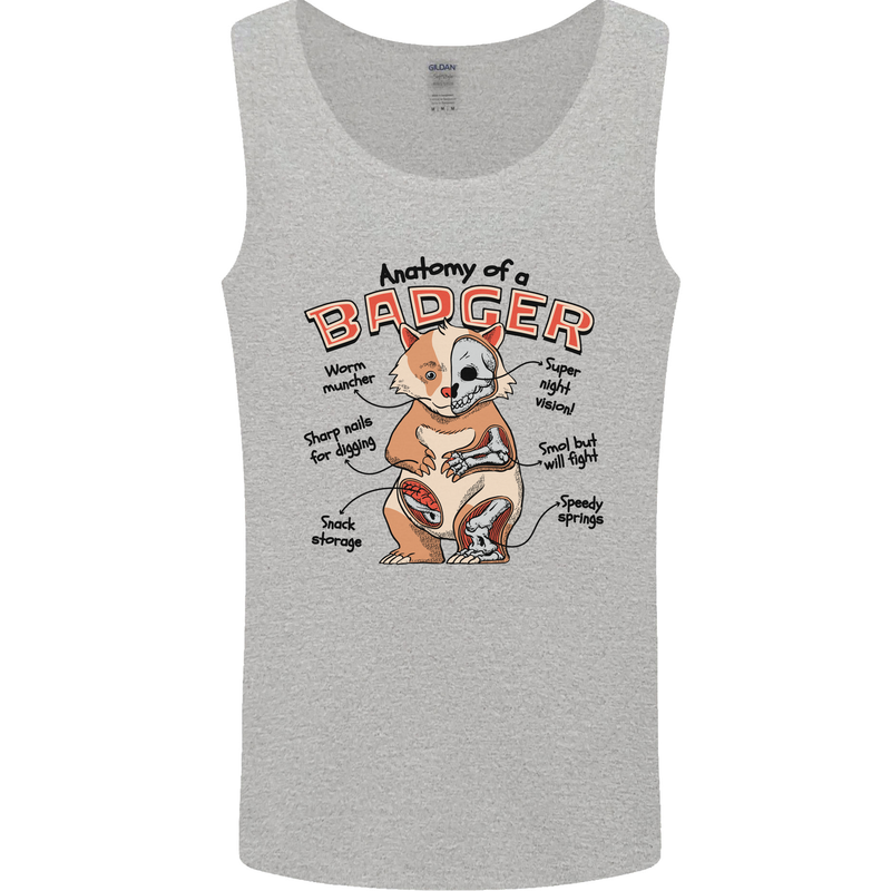 Anatomy of a Badger Funny Mens Vest Tank Top Sports Grey