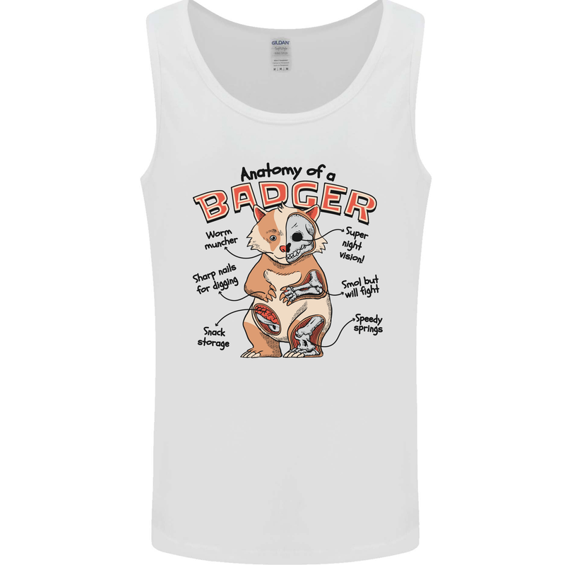 Anatomy of a Badger Funny Mens Vest Tank Top White