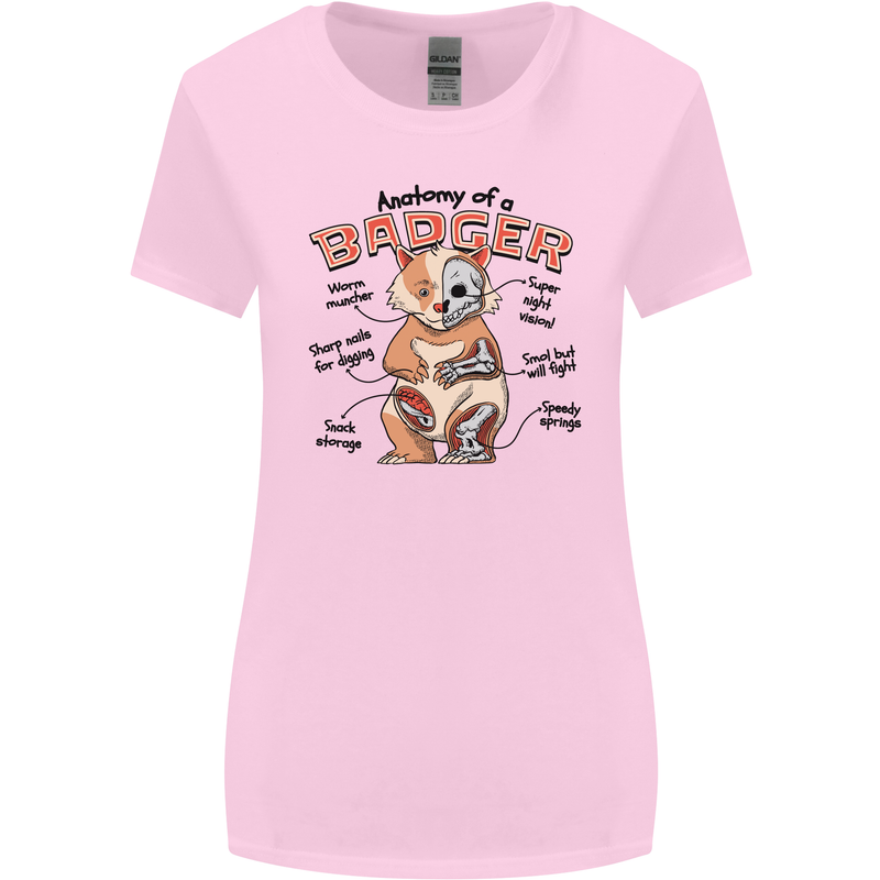 Anatomy of a Badger Funny Womens Wider Cut T-Shirt Light Pink