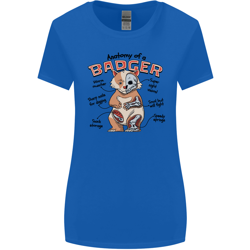 Anatomy of a Badger Funny Womens Wider Cut T-Shirt Royal Blue