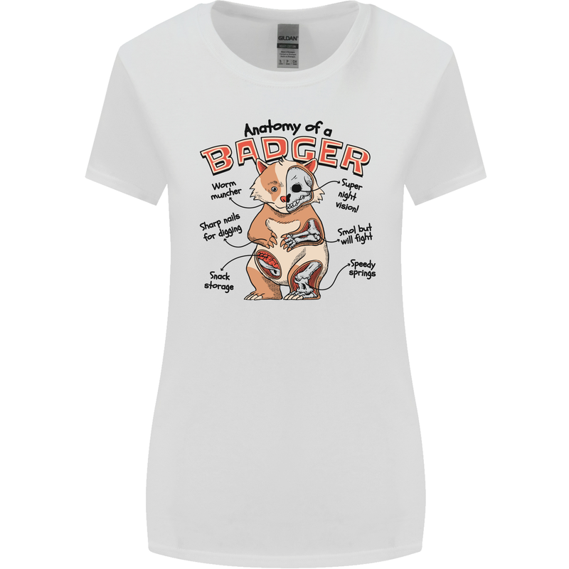 Anatomy of a Badger Funny Womens Wider Cut T-Shirt White