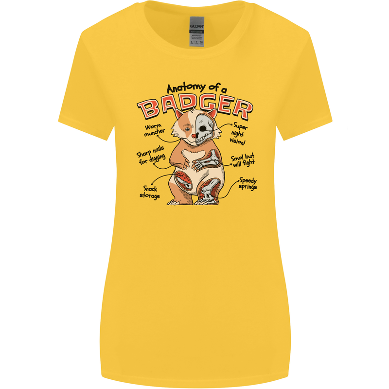 Anatomy of a Badger Funny Womens Wider Cut T-Shirt Yellow